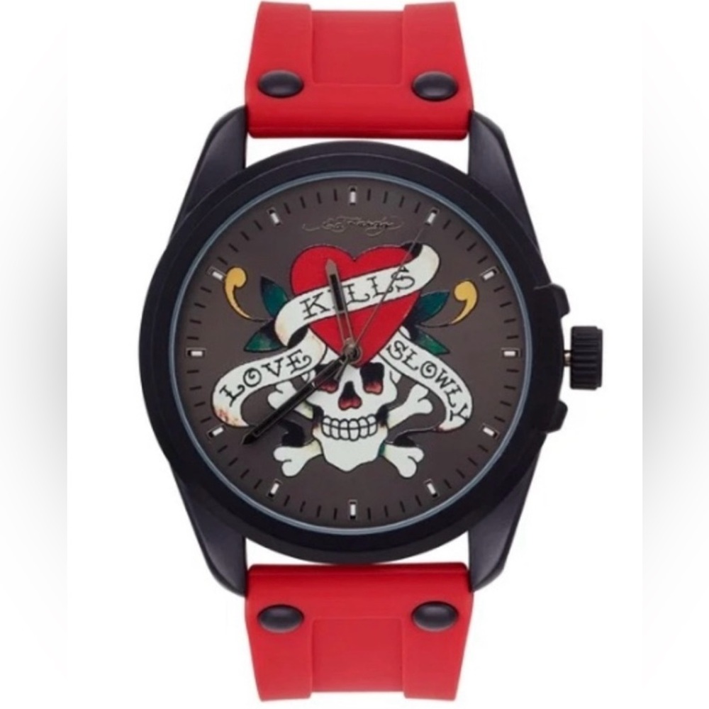 Ed Hardy Red & Black Skull Watch (Unisex) - Picture 4 of 14